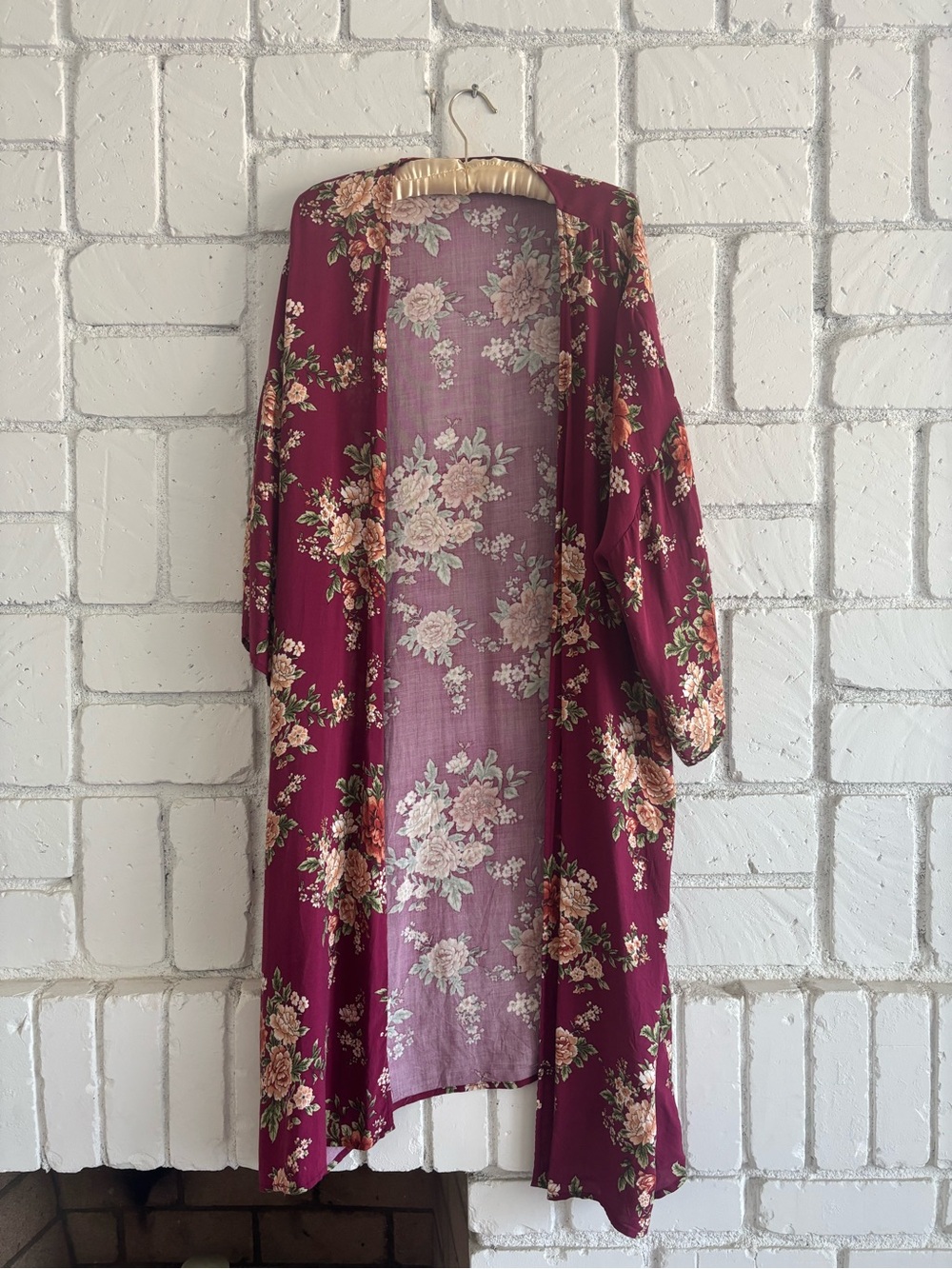 Floral Kimono Duster in Burgundy